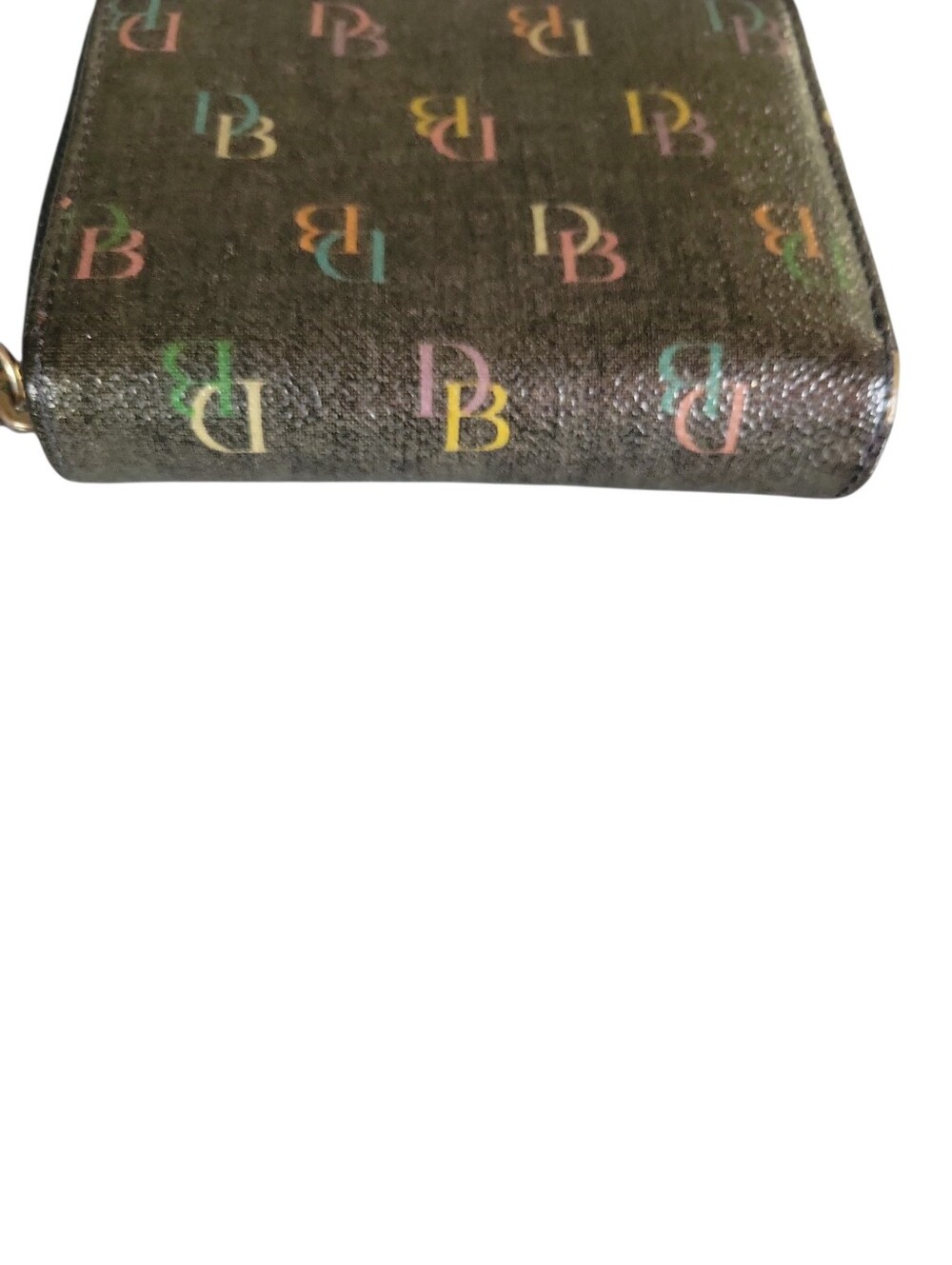 Dooney & Bourke Rainbow Multicolor DB Signature Logo Zip Wallet and Heart Charm - Picture 6 of 8